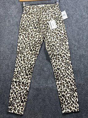 Frame Jeans Womens 25 Ali High Rise Cigarette Animal Print Cotton Stretch NEW